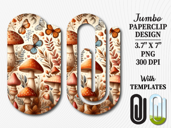 Butterfly Mushroom Jumbo Paperclip: Graphics for Crafts & Creative Brands
