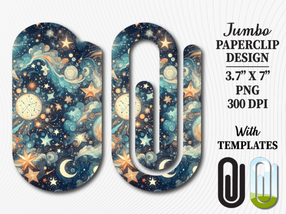 Celestial Moon Star Jumbo Paperclip Graphics