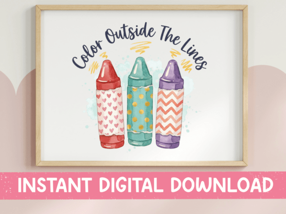 Color Outside the Lines Crayons Graphics for T-Shirt Designs