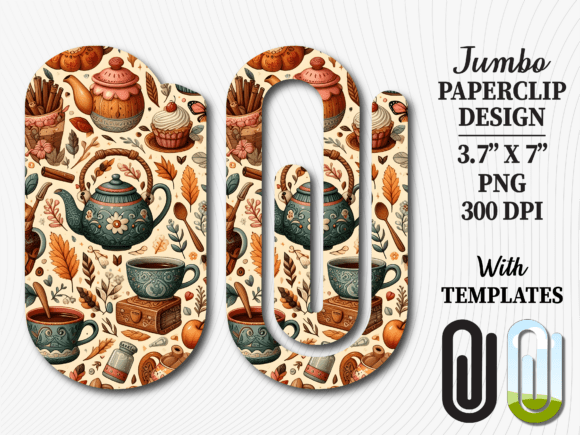 Cozy Coffee Tea Time Jumbo Paperclip Graphics for Crafts