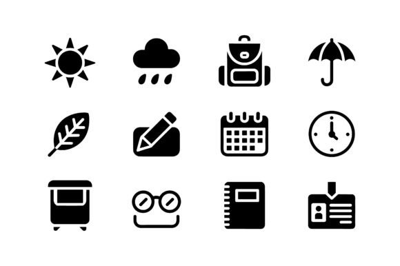Daily Planner Weather Vector Silhouette Graphics