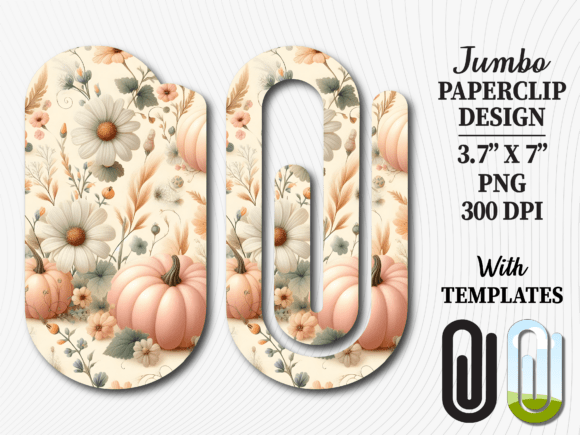 Fall Pumpkin Bloom Jumbo Paperclip PNG: Graphics & Crafts