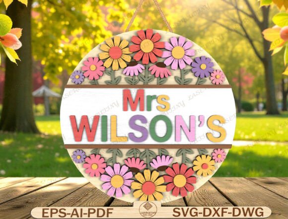 Floral Classroom Door Hanger Laser Cut: Graphics for Educational Graphic Templates