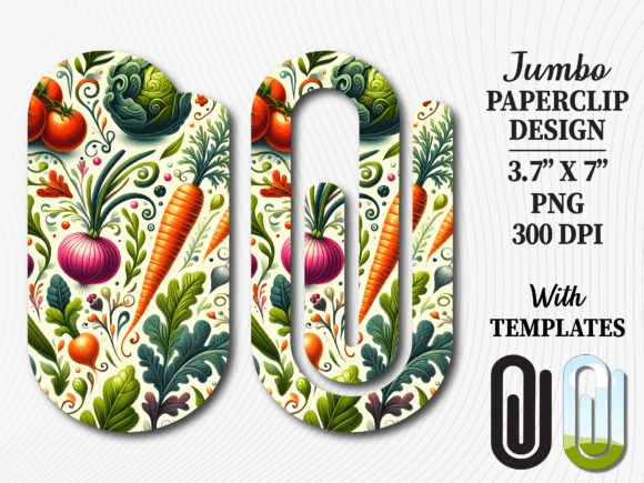 Garden Vegetable Boho Jumbo Paperclip Graphics & Tumbler Wraps