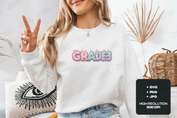 Grade 3 Cute Typography School SVG: Graphics for T-Shirt Designs