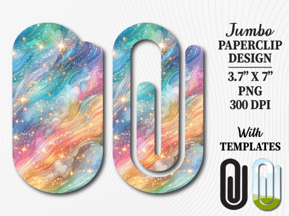 Pastel Galaxy Sparkle Jumbo Paperclip: Graphics for Crafts & Branding