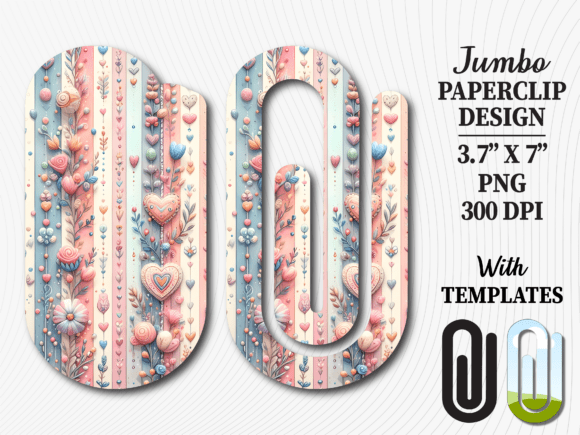 Pastel Heart Stripe Jumbo Paperclip: Graphics for Crafts-Driven Branding