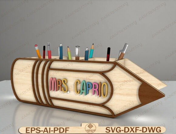 Personalized Pencil Holder Laser Cut: Graphics & Graphic Templates