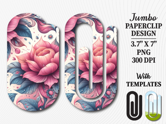 Pink Peony Floral Jumbo Paperclip PNG