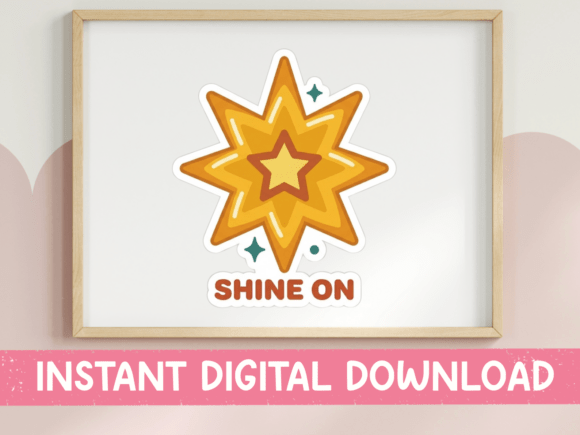 Shine on Gold Star Motivational Sticker: Graphics for T-Shirt Designs