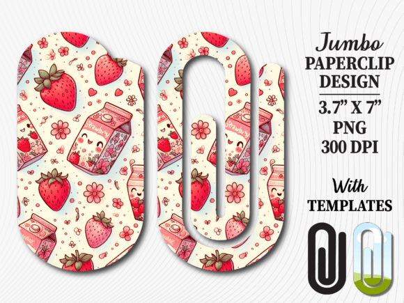 Sweet Strawberry Milk Jumbo Paperclip Graphics