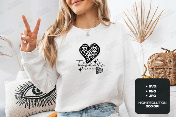 Teachers Love Leopard Heart Graphics for Crafts