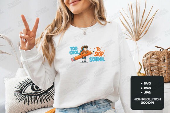 Too Cool to Skip School SVG: Graphics for T-Shirt Designs & Branding
