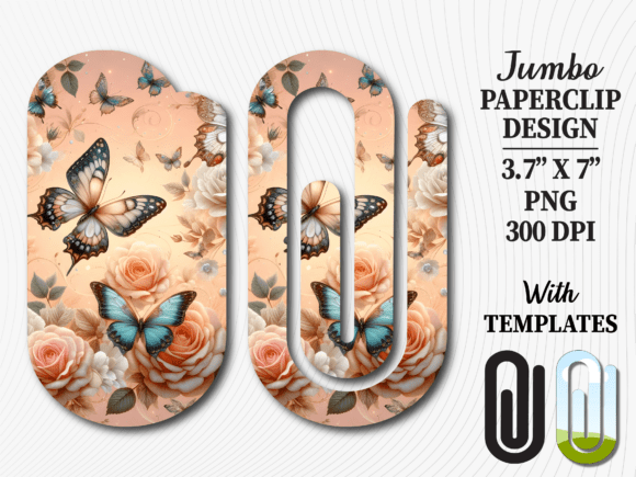 Vintage Butterfly Floral Jumbo Paperclip Graphics