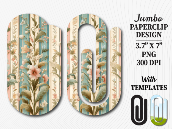 Vintage Shabby Floral Jumbo Paperclip Graphics