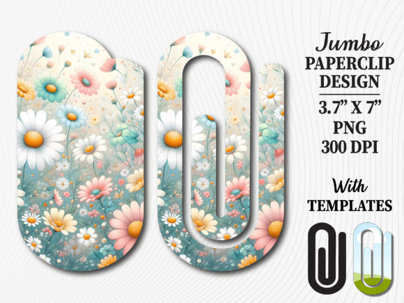 Wildflower Daisy Floral Jumbo Paperclip Graphics